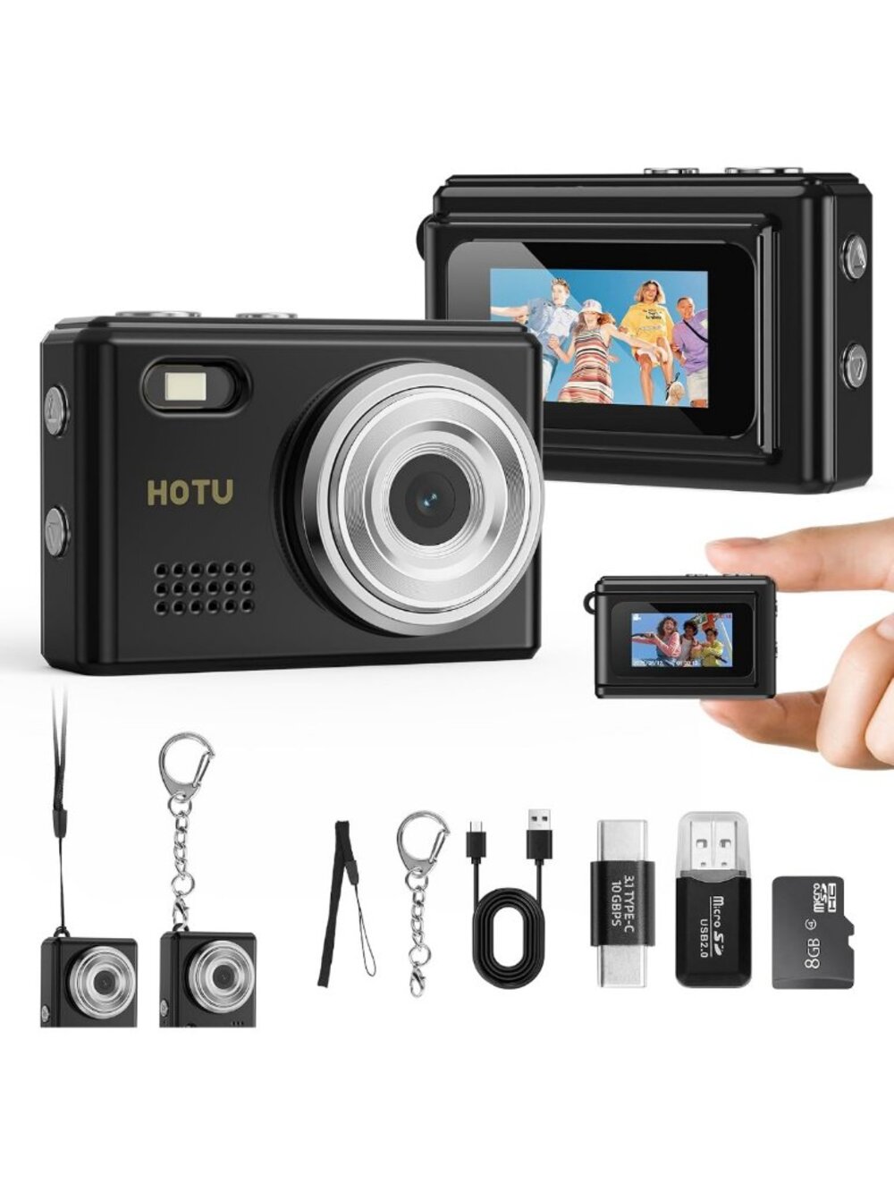 Y2K Mini Keychain Digital Camera, 2MP 1080P Pocket Camera, Travel & Vlog Ready